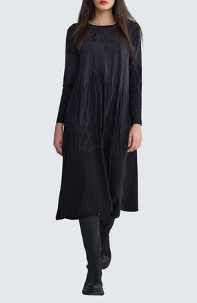 Luukaa D'Celli Lilith Printed Jersey Dress in Ink Black at Nordstrom, Size 10