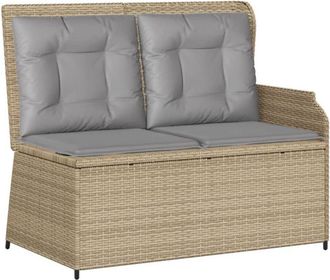 vidaXL Sill&oacute;n Reclinable De Jard&iacute;n Con Cojines Rat&aacute;n Sint&eacute;tico Beige Vidaxl