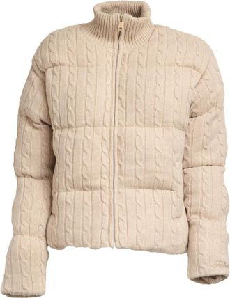 MC2 Saint Barth Mya Gewatteerde Kabelgebreide Jas - Dames - Winterjassen - Beige - S - Wol - Jassen