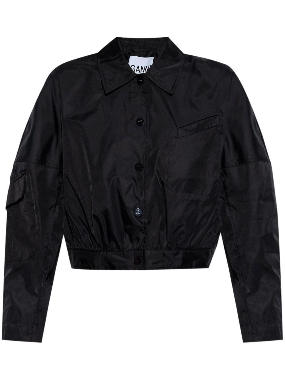 Black Short ジャケット F9180-099 Women's Bomber Ganni Jacket Oversized