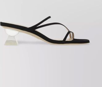 Stuart Weitzman suede lucite heel strappy sandals