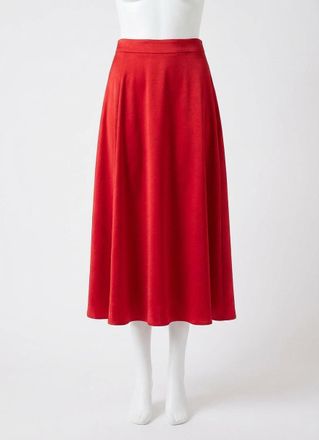 Z Supply Northpointe Satin Midi Skirt In Festive Red