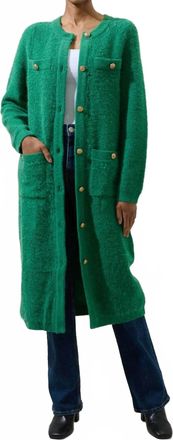 Sugarlips Sanford Button Down Midi Cardigan In Kelly Green