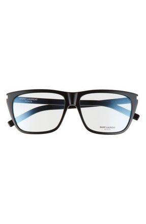 Saint Laurent 57mm Square Optical Glasses in Black at Nordstrom