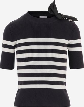 Patou T-shirt van stretchkatoenmix met gestreept patroon