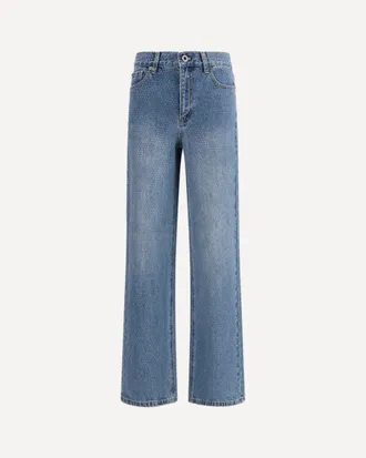 Self Portrait Straight-leg Jeans with all-over rhinestones Female 27