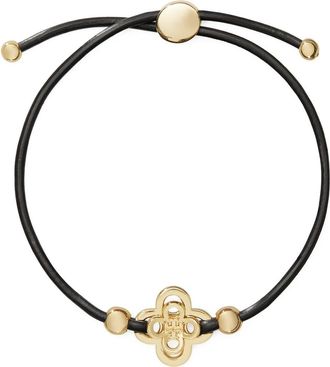 Tory Burch Kira Clover Slider Bracelet in Light Brass /Brown at Nordstrom