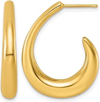 Diamond2Deal 18K Yellow Gold J- Shape Fancy Hoop Earrings