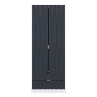 Welcome Furniture Glitz Ready Assembled 2 Door 2 Drawer Wardrobe in Indigo Matt & White - Welcome Furniture | TJ Hughes