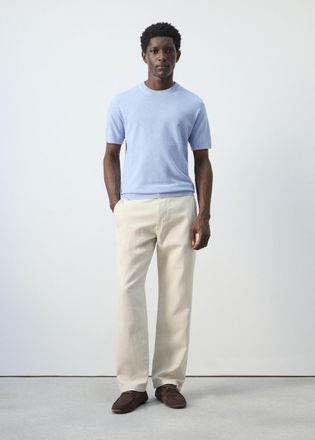 Mango Maglietta maglia sottile cotone celeste - Uomo - XXL - MANGO MAN