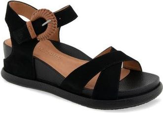 Gentle Souls Jaylee Ankle Strap Wedge Sandal in Black Suede at Nordstrom, Size 5.5