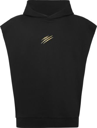 Plein Sport Designer Activewear Tanktop Hoodie Label Men in Black/lightgold at Nordstrom, Size Xxx-Large