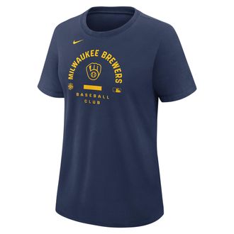 Nike Milwaukee Brewers Authentic Collection Early Work Nike Womens Dri-FIT MLB T-Shirt in Blue | 03N844BMZB-HXK