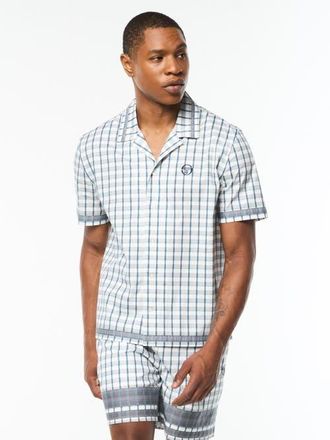 Sergio Tacchini Quadretto Cabana Shirt in Brilliant White at Nordstrom, Size Xxx-Large