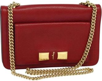 Ferragamo Tweedehands leren schoudertassen - Dames - Vintage Schoudertas - Rood - ONE Size - Leer - Vintage