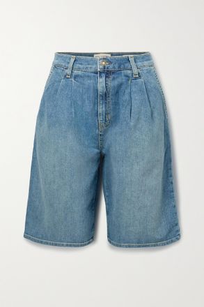 Nili Lotan Shorts In Denim Con Pinces Julie - Blu
