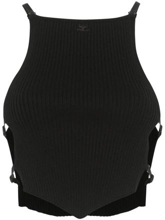 Courrèges ribbed crop top - Black
