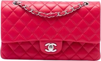 Chanel Pre-owned Classic Flap - Dames - Vintage Schoudertas - Roze - ONE Size - Leer - Vintage