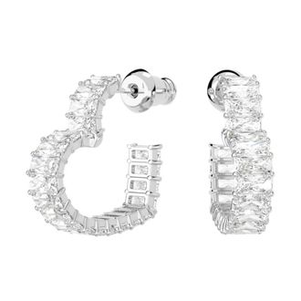 Swarovski Elegante Zilveren Matrix Kristal Oorbellen - Dames - Oorbellen - Grijs - ONE Size - Accessoires