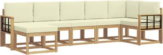 vidaXL Conjunto De Sof&aacute;s De Exterior 7 Uds. Blanco Y Crema Poli&eacute;ster Vidaxl