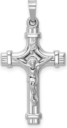 Diamond2Deal 14k White Gold Polished INRI Crucifix Pendant