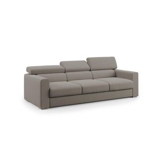 Divani.Store Dylan Sof&aacute; De 3 Plazas Con Pouf Extra&iacute;ble En Tejido Efecto Algod&oacute;n Impermeable 240 Cm Taupe