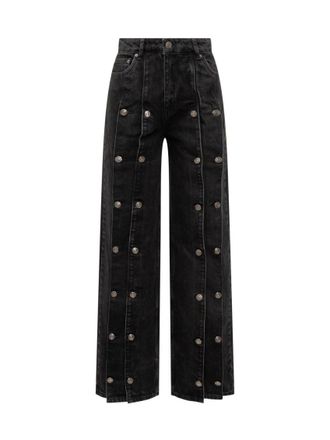 Rotate Black Straight High Rise Jeans
