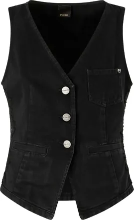 Pinko Pink Gardener Sleeveless V-Neck Fabric Vest