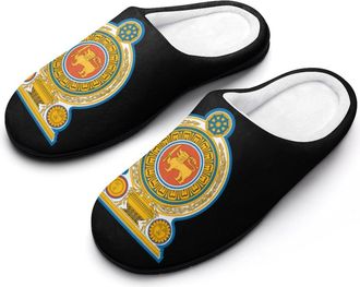 Generic Emblem of Sri Lanka Mens House Slippers Memory Foam Washable Cotton Slip on Home Shoes