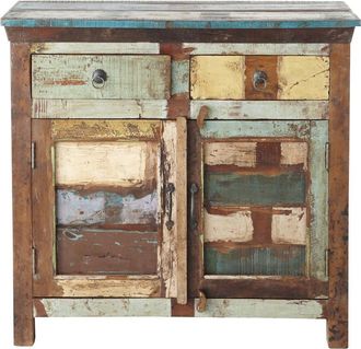 Maisons du monde Aparador de madera reciclada de colores An. 90 cm