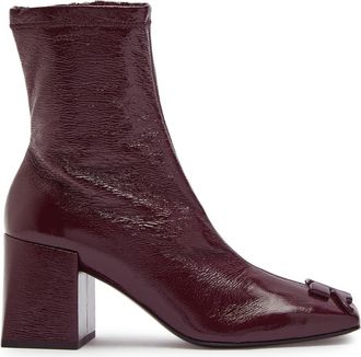 Courr&egrave;ges Reedition Crinkled Vinyl Ankle Boots - Burgundy - 37 (IT37 / UK4)