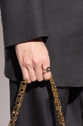 Ferragamo Ring With A Shimmering Crystal, Womens, Gold