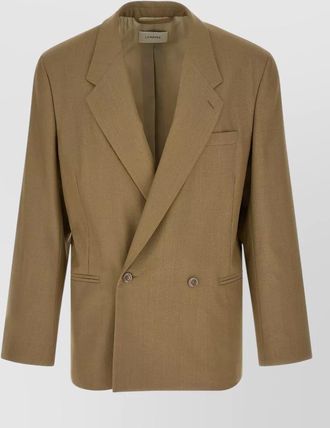 Christophe Lemaire double breasted blazer notch lapel chest pocket