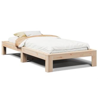 Berkfield Home Bed Frame without Mattress 75x190 cm Small Single Solid Wood Pine in Light Brown