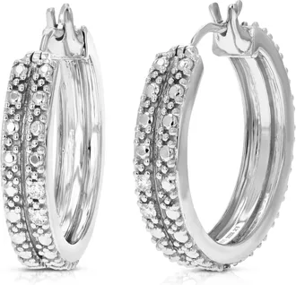 Vir Jewels 1/10 cttw Lab Grown Diamond Hoops Earrings in Sterling Silver With Notched Post For Women