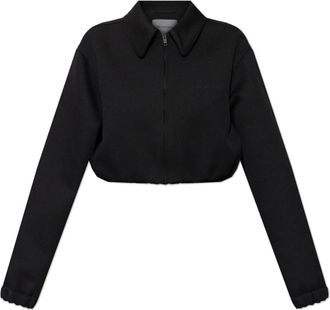 Balenciaga Jassen, Dames, Zwart, S, Wol, Wollen Jas Met Geborduurd Logo