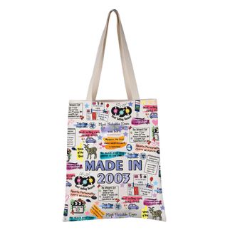 Generic PYOUL 21st Birthday Gift Made In 2003 Tote Bag Turning 21 Year Old Handbag 21Year Old Party Merch 2003 Birthday Gift (Made In 2003 Tote)