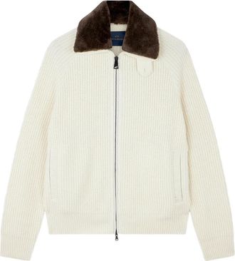 Paul & Shark Geribbelde trui met rits - Wit