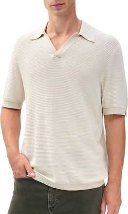 Rag & Bone Harvey Chevron Johnny Collar Polo in Desert Sand at Nordstrom, Size Xx-Large