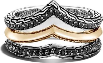 John Hardy Tiga Multirow Ring in Silver/Black Sapphire/Gold at Nordstrom Rack, Size 6