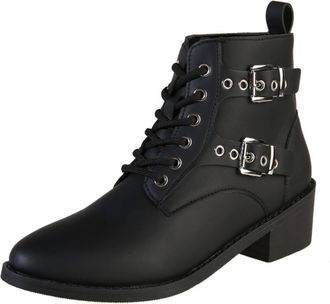 Generic Ankle Boots For Women Low Block Heel Pointed Toe Lace-Up Booties Retro Stylish Punk-style Boots Lightweight Casual Shoes Women Autumn Winter size 6.5