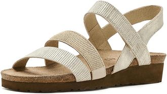 Naot Krista Womens Sandals Platinum Striped Suede/Light Gold Ornament/Platinum Striped Sued : EU 44 (US Womens 13) M, Leather