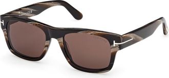 Tom Ford Smith-02 Brown Rectangular Mens Sunglasses FT1303 64E 55