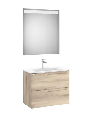 Roca Mueble Lavabo 700mm Aleyda Compacto 2 Cajones + Espejo Beige Madera