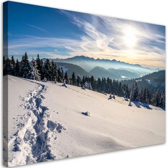 Feeby Cuadro En Lienzo, Kasprowy Wierch Monta&ntilde;a Paisaje Naturaleza Invierno, 100x70