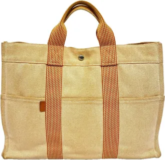 Herm&egrave;s Orange Canvas Tote Bag (Pre-Owned)