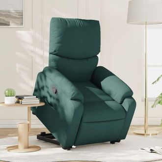 vidaXL Sill&oacute;n Reclinable Elevable Tela Verde Oscuro Vidaxl