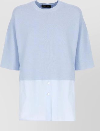 Fabiana Filippi crew neck cotton sweater shirt detail hem
