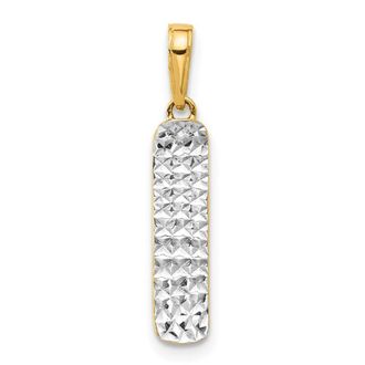 Diamond2Deal 14k Yellow Gold White Rhodium Diamond-Cut Skateboard Pendant