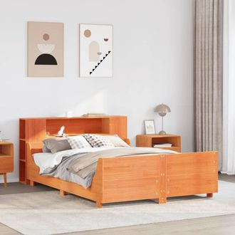 Berkfield Home Bed Frame without Mattress Wax Brown 135x190 cm Double Solid Wood Pine